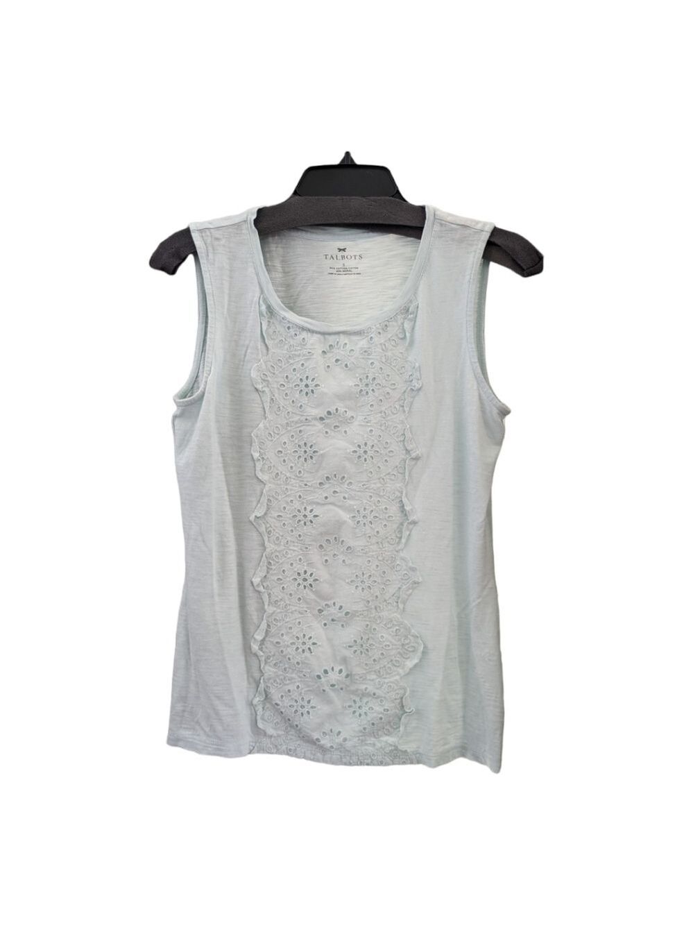 ⭐Talbots pale green lace cutout front tank top, size small EUC